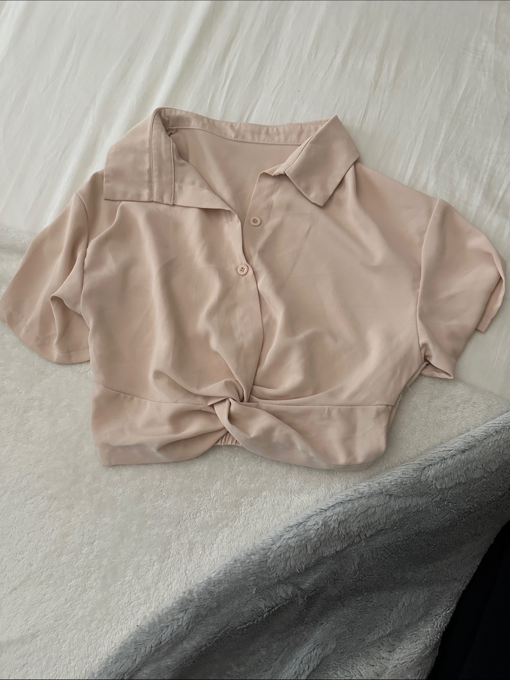 SHEIN Blush Pink Twist-Front Crop Top